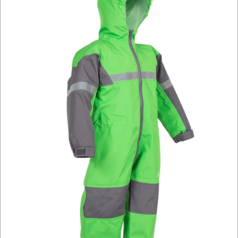 Green and Gray Hooded Rain Suit